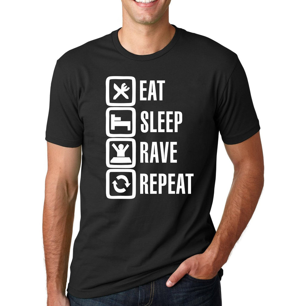  3D Effect Eat Sleep Rave Repeat T-Shirt For Ravers