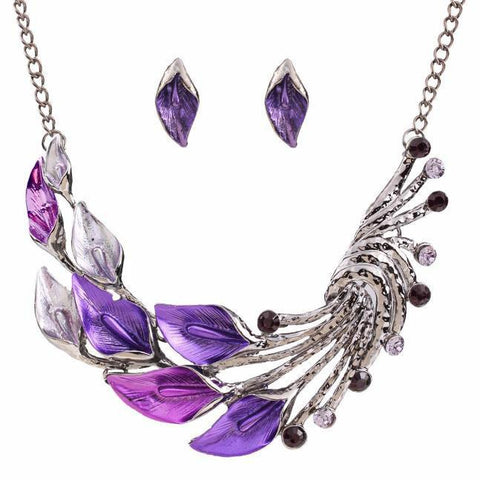 Elegant Women's Purple Peacock Necklace