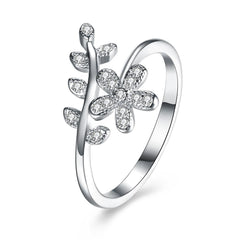 Floral Stone Sterling Silver Ring